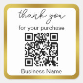 購入ビジネスQRコードホワイト金ゴールド スクエアシール (正面)
