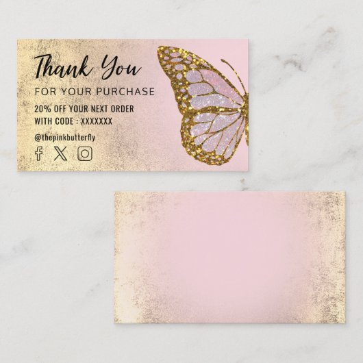 購入感謝していの際にはバタフライのロゴ 名刺 (正面/裏面)