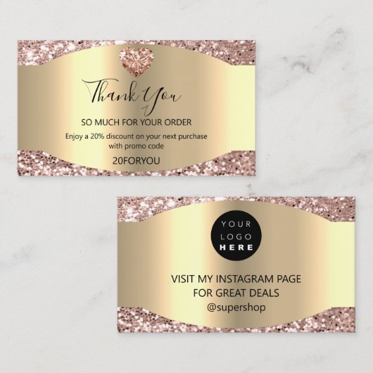 購入感謝していハート割引コードロゴDiamon 名刺 (正面/裏面)