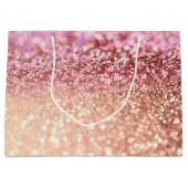 贅沢できらめくなピンクのグラデーションなグリッターの勾配 ラージペーパーバッグ (正面)