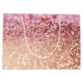 贅沢できらめくなピンクのグラデーションなグリッターの勾配 ラージペーパーバッグ (裏面)