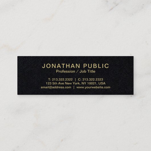 贅沢でエレガントで明白でモダンな優れた黒 スキニー名刺 (裏面)