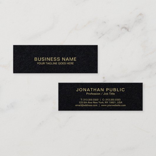 贅沢でエレガントで明白でモダンな優れた黒 スキニー名刺 (正面/裏面)