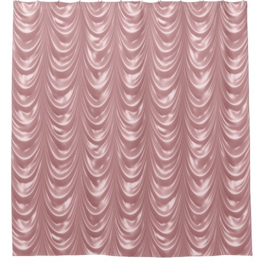 贅沢でガーリーなピンクはのどによってスカラップで仕上げられたサテンをルーシュで飾りました シャワーカーテン (正面)