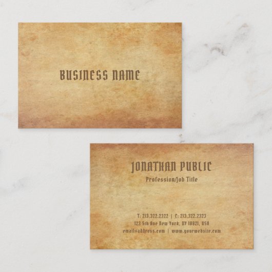 贅沢でノスタルジックで古いペーパー一見のテンプレートの報酬 名刺 (正面/裏面)