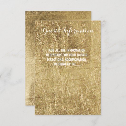 贅沢でフェイクな金ぱくの結婚式のゲスト情報 エンクロージャーカード (正面/裏面)