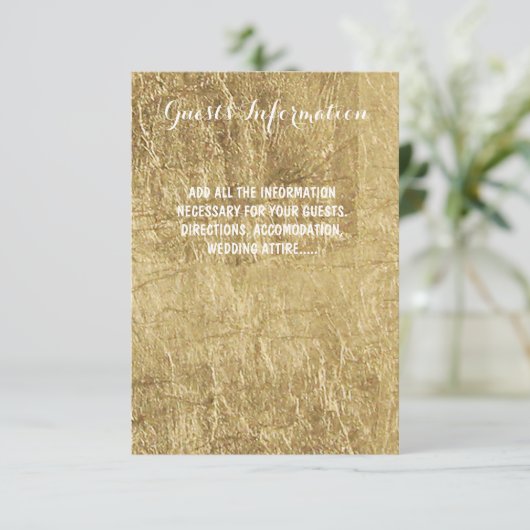 贅沢でフェイクな金ぱくの結婚式のゲスト情報 エンクロージャーカード (スタンド正面)