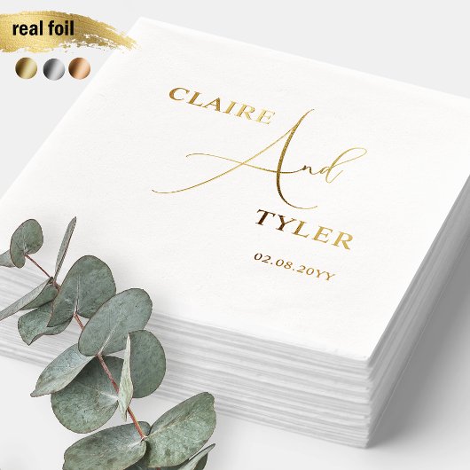 贅沢でロマンミニマルティックな「アンド」結婚の 箔ナプキン