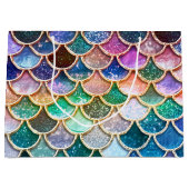 贅沢で多彩なグリッターの人魚のスケール ラージペーパーバッグ (正面)