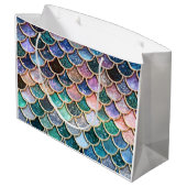 贅沢で多彩なグリッターの人魚のスケール ラージペーパーバッグ (裏面アングル)