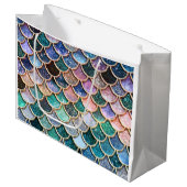 贅沢で多彩なグリッターの人魚のスケール ラージペーパーバッグ (正面アングル)