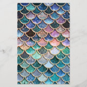 贅沢で多彩なグリッターの人魚のスケール 便箋 (正面)