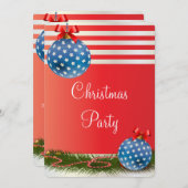 贅沢で愛国心が強い星条旗のクリスマス・パーティ 招待状 (正面/裏面)