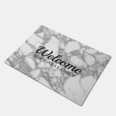 贅沢で白い大理石の石造りのプリントの歓迎 ドアマット (アングル)