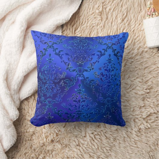 贅沢で青いダマスク織のエレガントな装飾用クッション クッション (ブランケット)