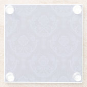 贅沢で青い花のダマスク織の壁紙 ガラスコースター (裏面)