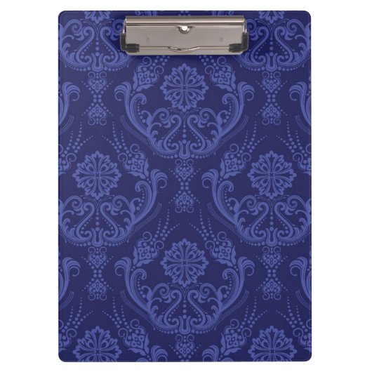 贅沢で青い花のダマスク織の壁紙 クリップボード (正面)