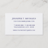 贅沢で青い花のダマスク織の壁紙 名刺 (裏面)