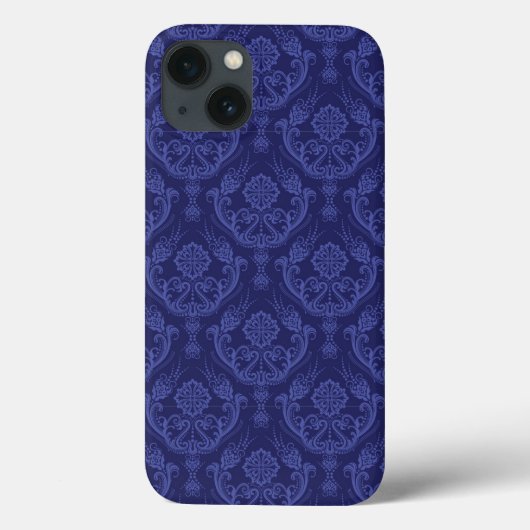 贅沢で青い花のダマスク織の壁紙 Case-Mate iPhoneケース (裏面)
