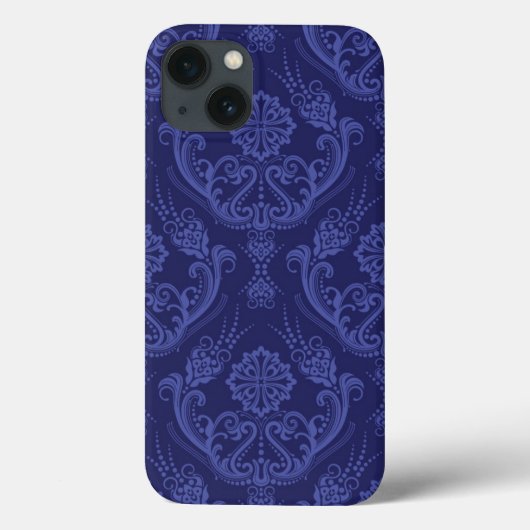 贅沢で青い花のダマスク織の壁紙 Case-Mate iPhoneケース (裏面)