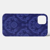 贅沢で青い花のダマスク織の壁紙 Case-Mate iPhoneケース (裏面 (横))