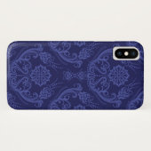 贅沢で青い花のダマスク織の壁紙 Case-Mate iPhoneケース (裏面(横))