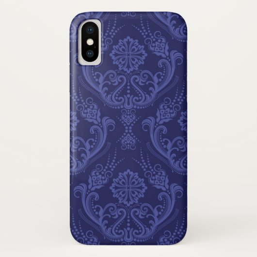 贅沢で青い花のダマスク織の壁紙 Case-Mate iPhoneケース (裏面)