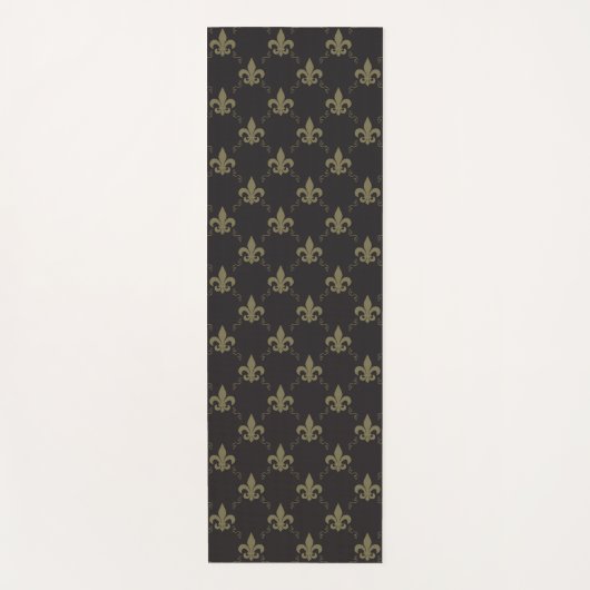 贅沢で黒い金ゴールドの（紋章の）フラ・ダ・リパターン ヨガマット (正面)
