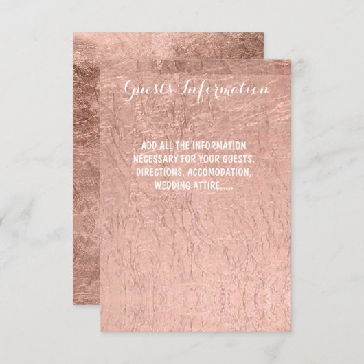 贅沢なのどのばら色の金ぱくの結婚式のゲスト情報 エンクロージャーカード (正面/裏面)