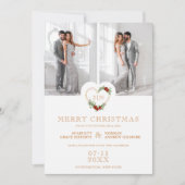 贅沢なイニシャルフラワーホワイトクリスマスハート2枚の写真 セーブザデート (正面)