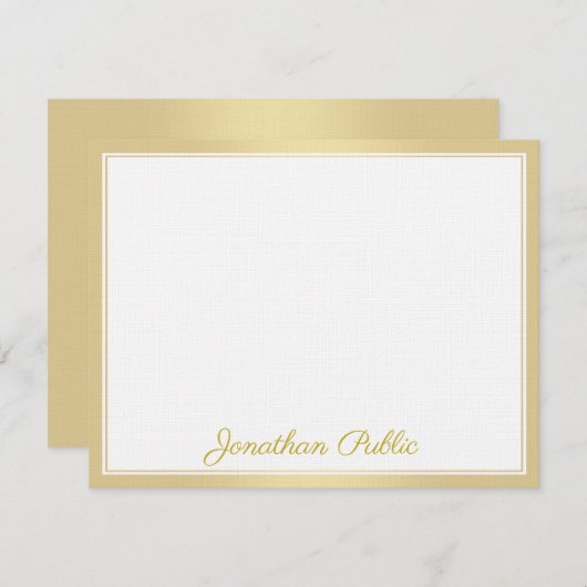 贅沢なエレガントな金ゴールド手の原稿の文字のテンプレート ノートカード (正面/裏面)