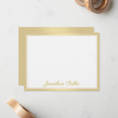 贅沢なエレガントな金ゴールド手の原稿の文字のテンプレート ノートカード (正面/裏面インサイチュ)