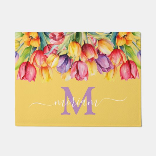 贅沢なキッチンフロアマット 春の花 黄色 ドアマット (正面)
