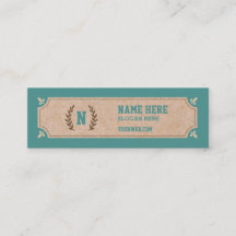 贅沢なクラフトによって印刷されるティール（緑がかった色）の小型名刺