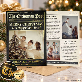 贅沢なクリスマス新聞カード、クリスマスゴールド 箔招待状