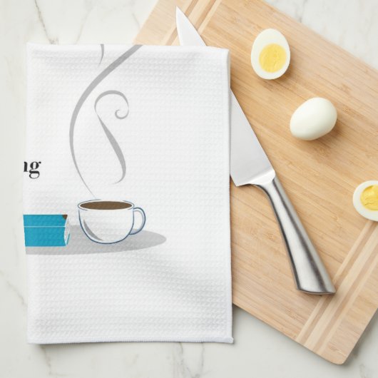 贅沢なコーヒーおよび本の引用文のふきん キッチンタオル (四つ折り)