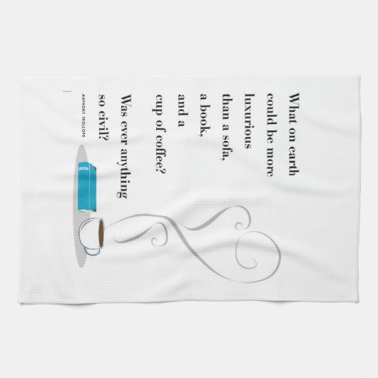 贅沢なコーヒーおよび本の引用文のふきん キッチンタオル (横)