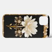 贅沢なゴールドの白い花の芸術作品 Case-Mate iPhoneケース (裏面 (横))