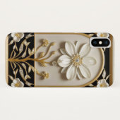 贅沢なゴールドの白い花の芸術作品 Case-Mate iPhoneケース (裏面(横))
