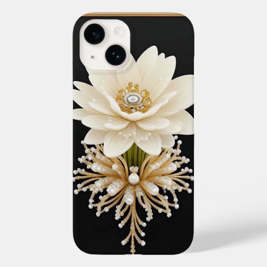 贅沢なゴールドの白い花の芸術作品 Case-Mate iPhoneケース (裏面)
