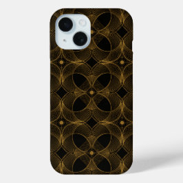 贅沢なゴールドギヨシェ無地柄 iPhone 15ケース
