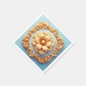 贅沢なゴールド装飾の花柄 高級感のあるイベント装飾 スタンダードカクテルナプキン (角)