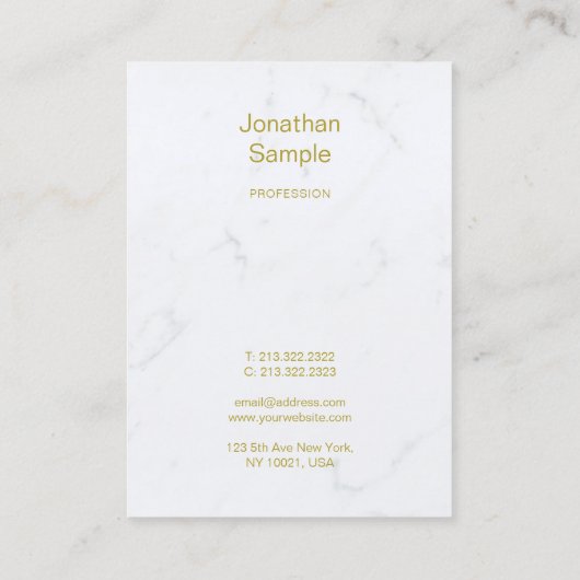 贅沢なテンプレートのモダンで白い大理石の金ゴールドの原稿 名刺 (裏面)