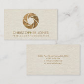 贅沢なパステル調の金ゴールドのカメラシャッター 名刺 (正面/裏面)