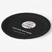 贅沢なビジカスタムネスのロゴブラック ペーパープレート (アングル)