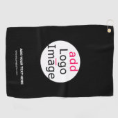 贅沢なビジネスシックでカスタマイズ可能なロゴブラック ゴルフタオル (横)