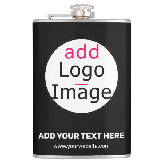 贅沢なビジネスシックでカスタマイズ可能なロゴブラック フラスク (正面)