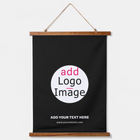 贅沢なビジネスシックでカスタマイズ可能なロゴブラック 吊り下げ型タペストリー (正面)