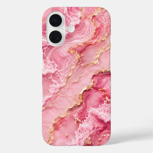 贅沢なピンクのオセアンマーブル ゴールドベイン入り Case-Mate iPhoneケース (裏面)
