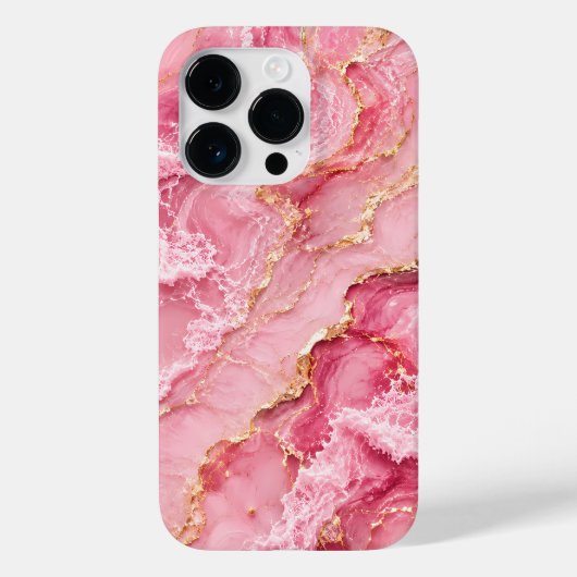 贅沢なピンクのオセアンマーブル ゴールドベイン入り Case-Mate iPhoneケース (裏面)
